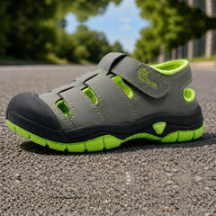 Myau Kids Sport Sandals for Boys & Girls | Lightweight Outdoor Walking Shoes | Breathable Cut-Out Design | Hook & Loop Strap Casual Sneakers