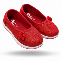 MYAU Girls Party Wear Ballet Flats | Glitter Slip-On Dress Shoes with Soft Cushion Insole | Lightweight Comfortable Casual Shoes for Kids (1.5 Years – 5 Years)
