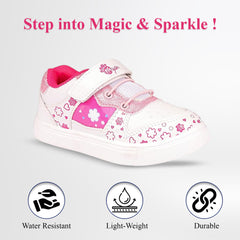 Myau Girls' White Sparkly Printed Shoes - Stylish and Comfortable Footwear for Your Little Princess