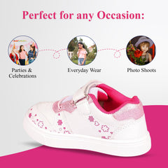 Myau Girls' White Sparkly Printed Shoes - Stylish and Comfortable Footwear for Your Little Princess
