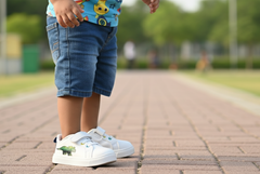 Myau Kids White Shoes with Dinosaur Patch | Hook & Loop Closure | Lightweight Toddler Sneakers (1–5 Years)