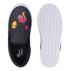 Myau Girls' Glitter Embroidery Design Slip-On Shoes,Casual Sneakers for 3-8 Years