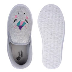 Myau Girls' Glitter Unicorn Slip-On Shoes,Casual Sneakers for 3-8 Years