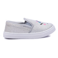 Myau Girls' Glitter Unicorn Slip-On Shoes,Casual Sneakers for 3-8 Years