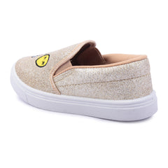 Myau Girls' Glitter Embroidery Design Slip-On Shoes,Casual Sneakers for 3-8 Years