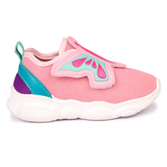 Myau Girls' Butterfly Patch Hook & Loop Shoes - Stylish and Comfortable Footwear for Playtime and Everyday Adventures.