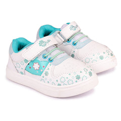 Myau Girls' White Sparkly Printed Shoes - Stylish and Comfortable Footwear for Your Little Princess