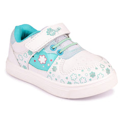 Myau Girls' White Sparkly Printed Shoes - Stylish and Comfortable Footwear for Your Little Princess
