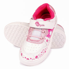 Myau Girls' White Sparkly Printed Shoes - Stylish and Comfortable Footwear for Your Little Princess