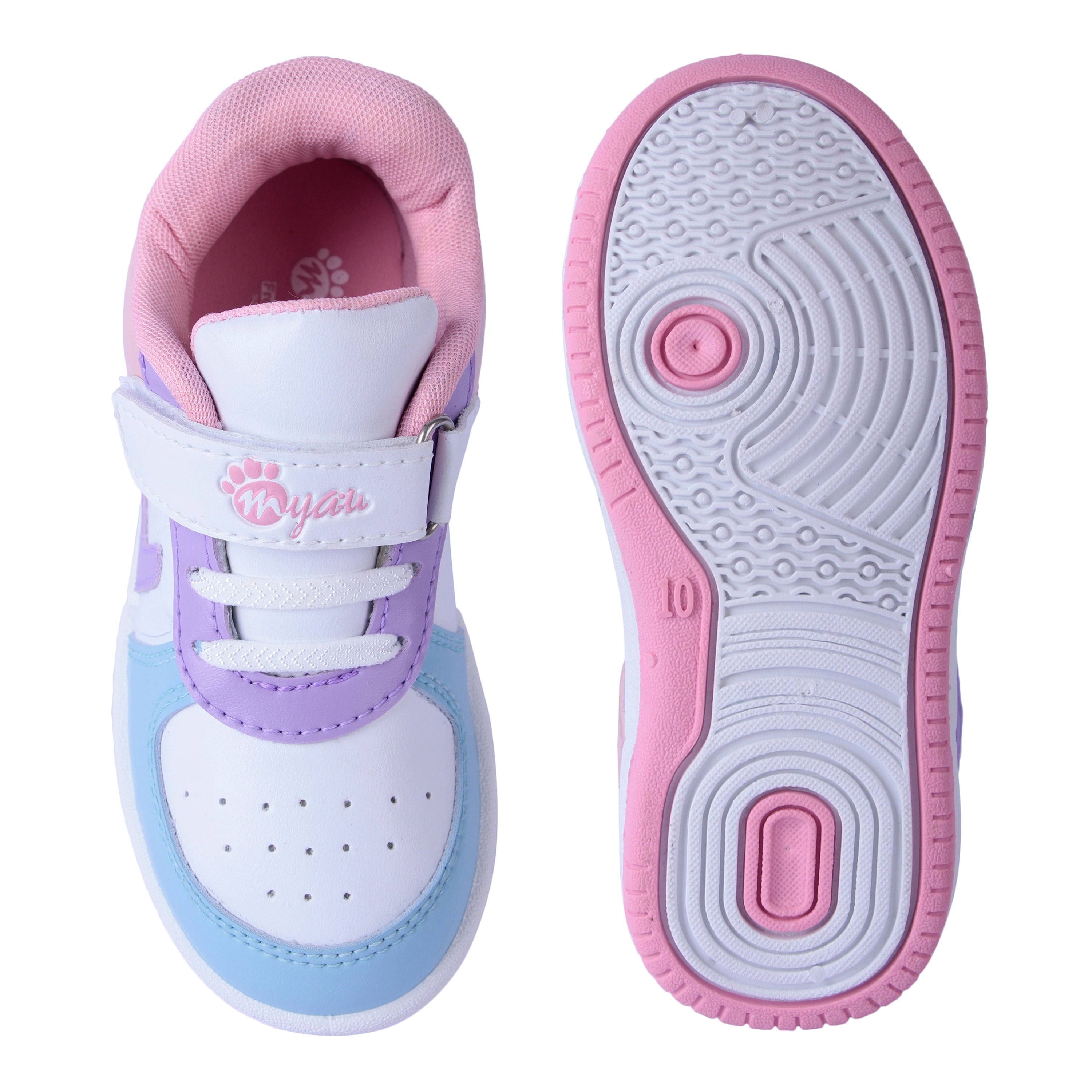 Myau Kids Sneakers, Colourful Design, Lightweight, Durable for Everyday Wear 3 to 8 Years Kids