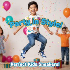 Myau Hook & Loop Running Shoes For Boys & Girls Blue