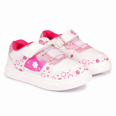 Myau Girls' White Sparkly Printed Shoes - Stylish and Comfortable Footwear for Your Little Princess