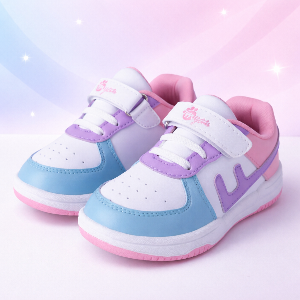 Myau Kids Sneakers, Colourful Design, Lightweight, Durable for Everyday Wear 3 to 8 Years Kids