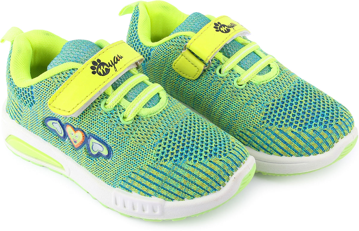 Myau Hook & Loop Running Shoes For Girls Green