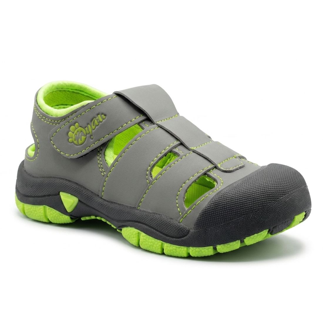 Myau Kids Sport Sandals for Boys & Girls | Lightweight Outdoor Walking Shoes | Breathable Cut-Out Design |  Hook & Loop Strap Casual Sneakers