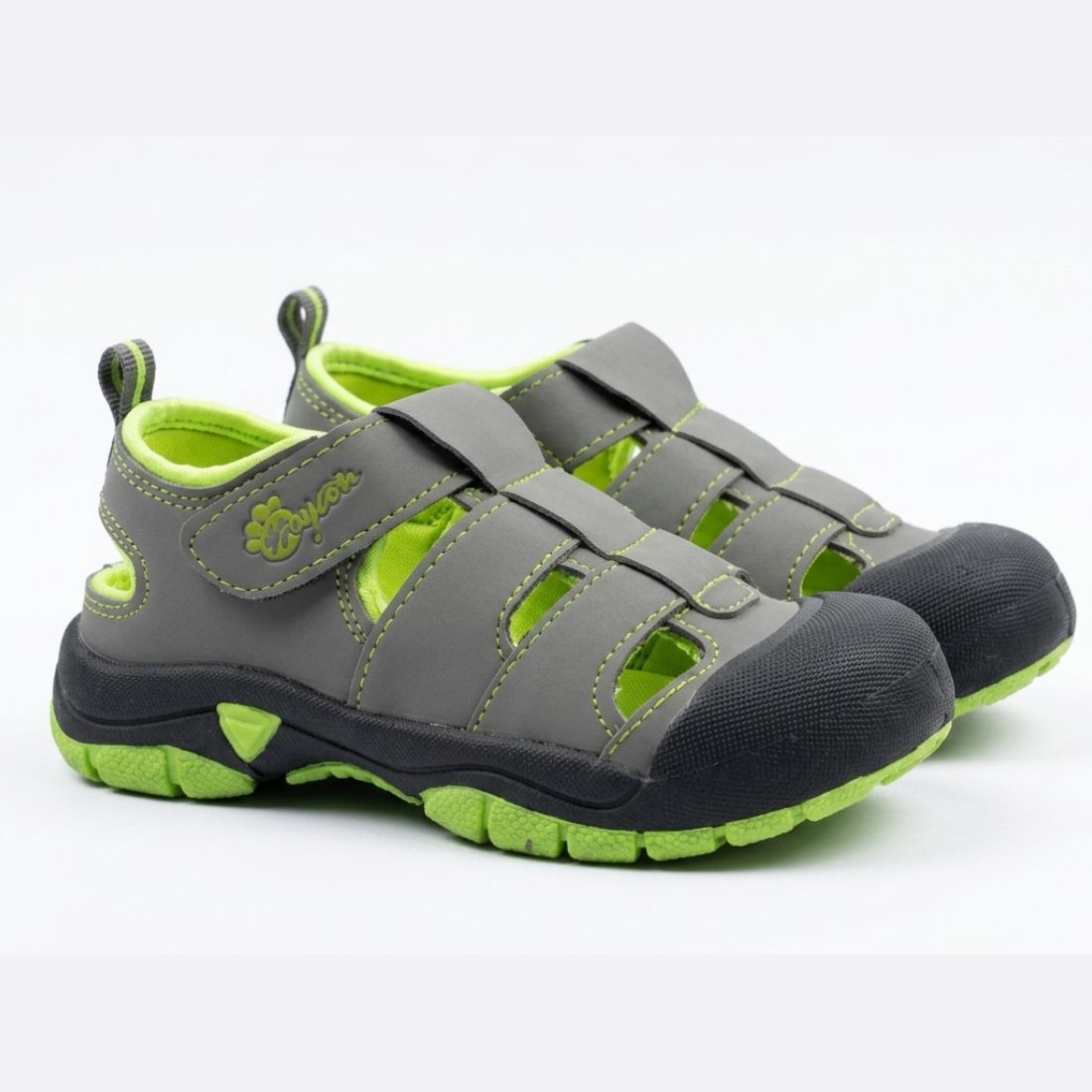 Myau Kids Sport Sandals for Boys & Girls | Lightweight Outdoor Walking Shoes | Breathable Cut-Out Design |  Hook & Loop Strap Casual Sneakers