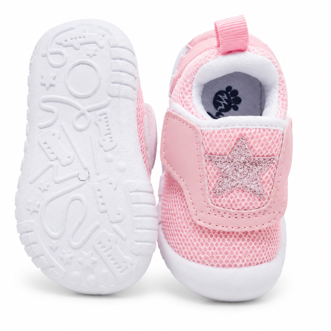 Myau Baby Girls Casual Walking Shoes | Soft Lightweight Mesh | Anti-Slip Velcro Shoes for Toddlers & Infants | Pink