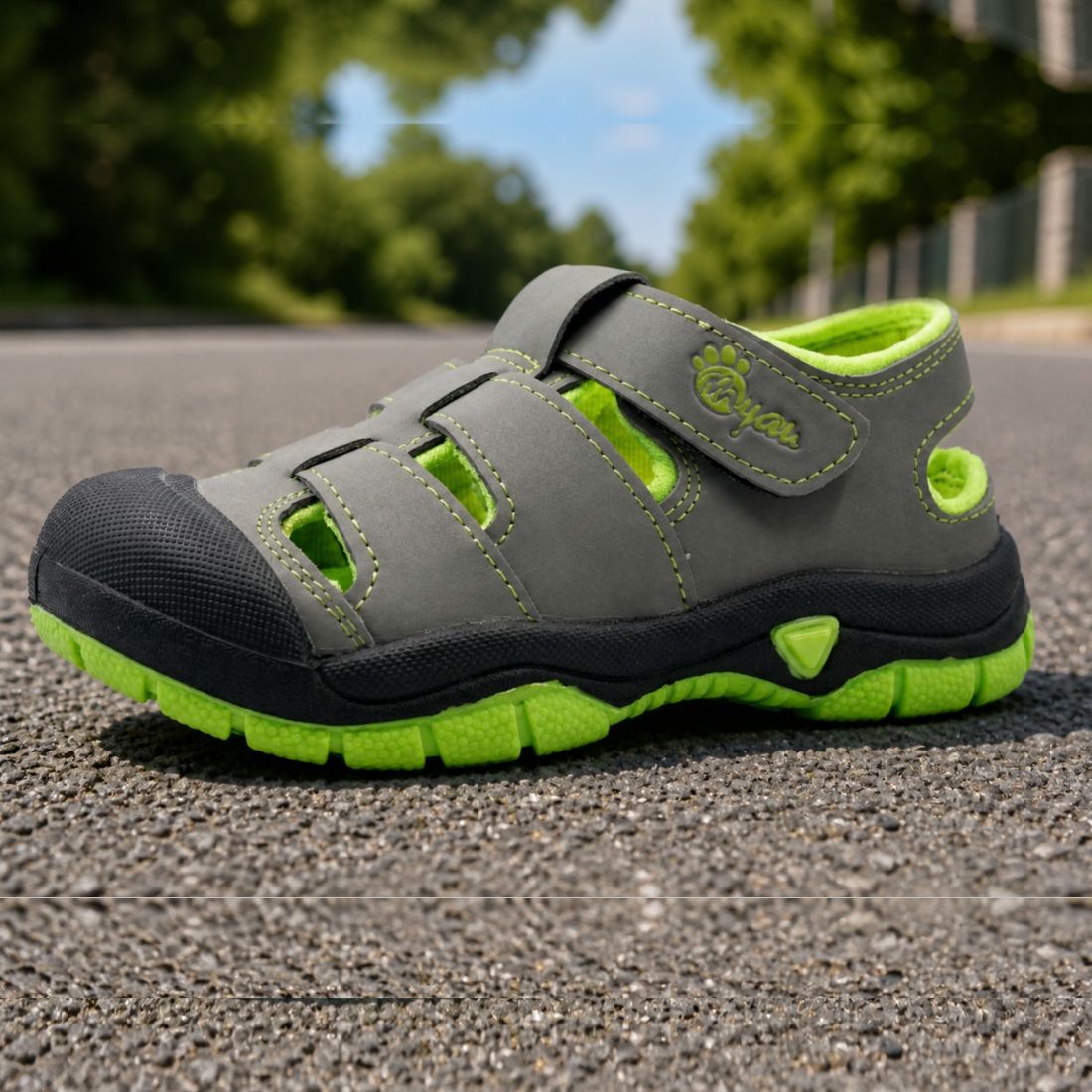 Myau Kids Sport Sandals for Boys & Girls | Lightweight Outdoor Walking Shoes | Breathable Cut-Out Design |  Hook & Loop Strap Casual Sneakers