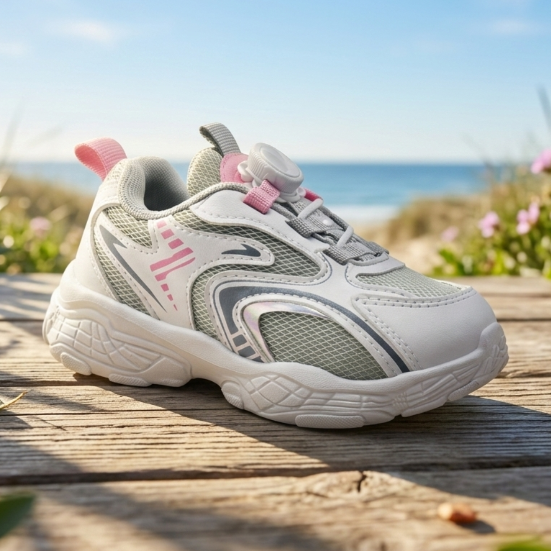 Myau Kids Sports Running Shoes with Rotary Dial Closure – Lightweight Breathable Sneakers for Girls