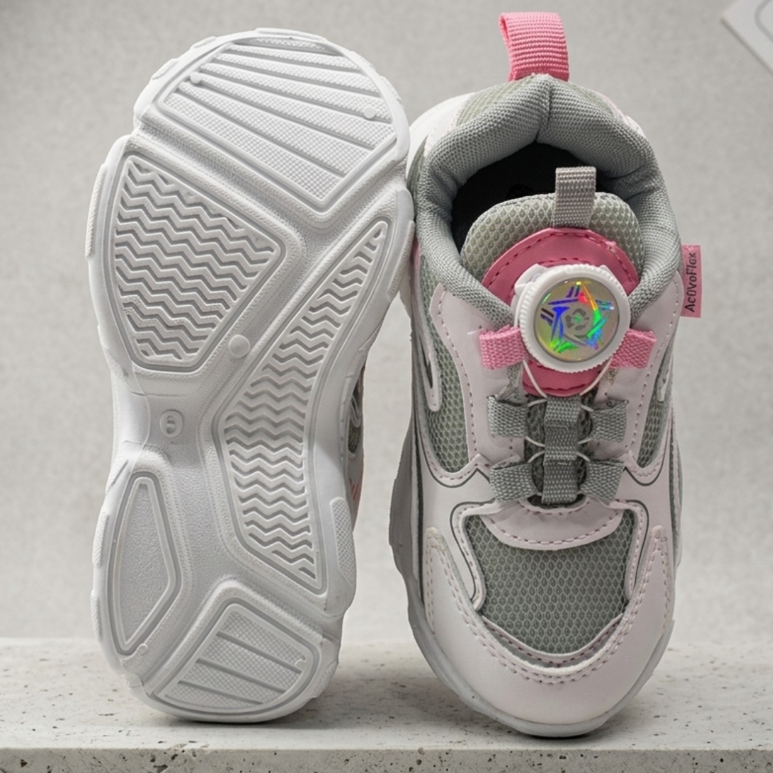 Myau Kids Sports Running Shoes with Rotary Dial Closure – Lightweight Breathable Sneakers for Girls