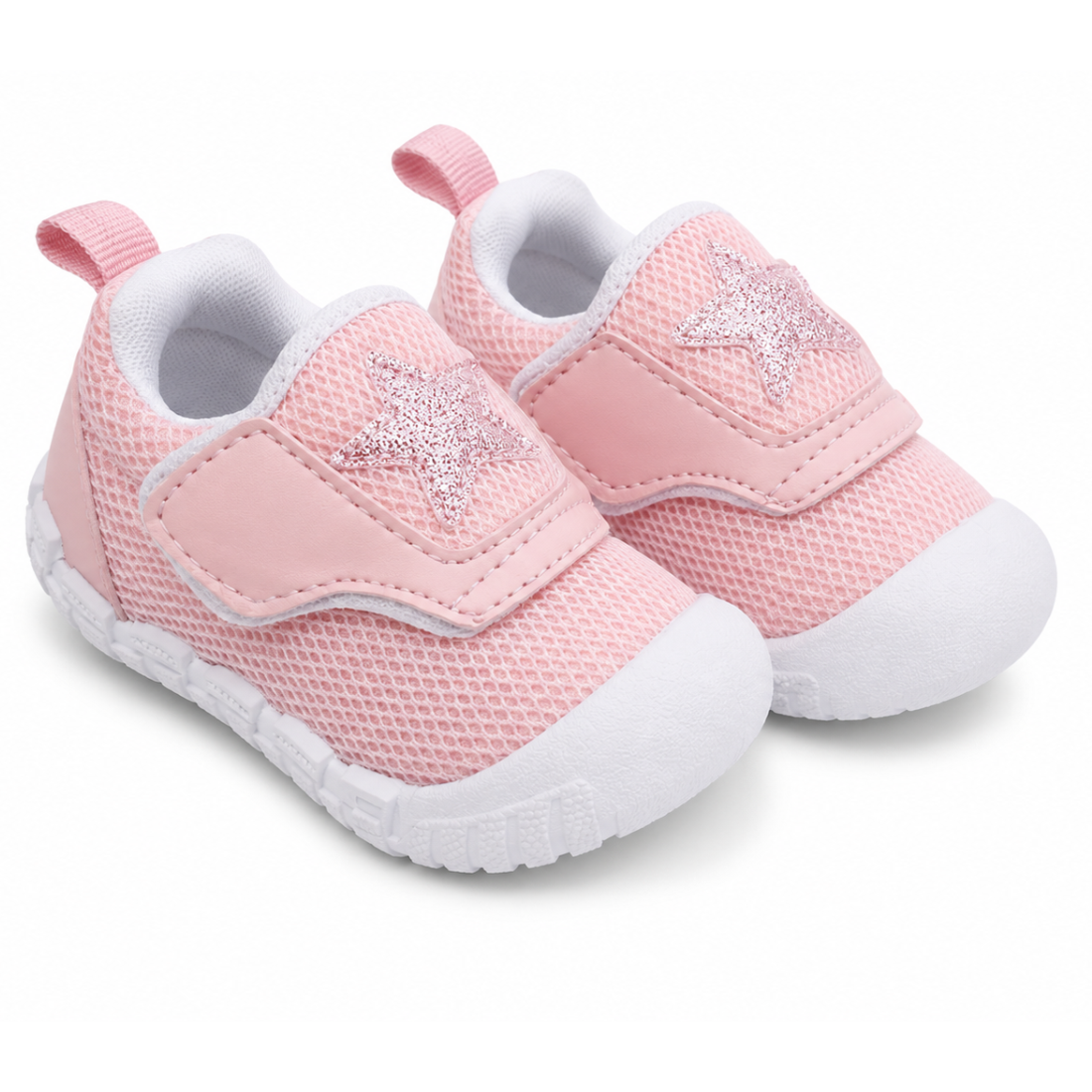 Myau Baby Girls Casual Walking Shoes | Soft Lightweight Mesh | Anti-Slip Velcro Shoes for Toddlers & Infants | Pink