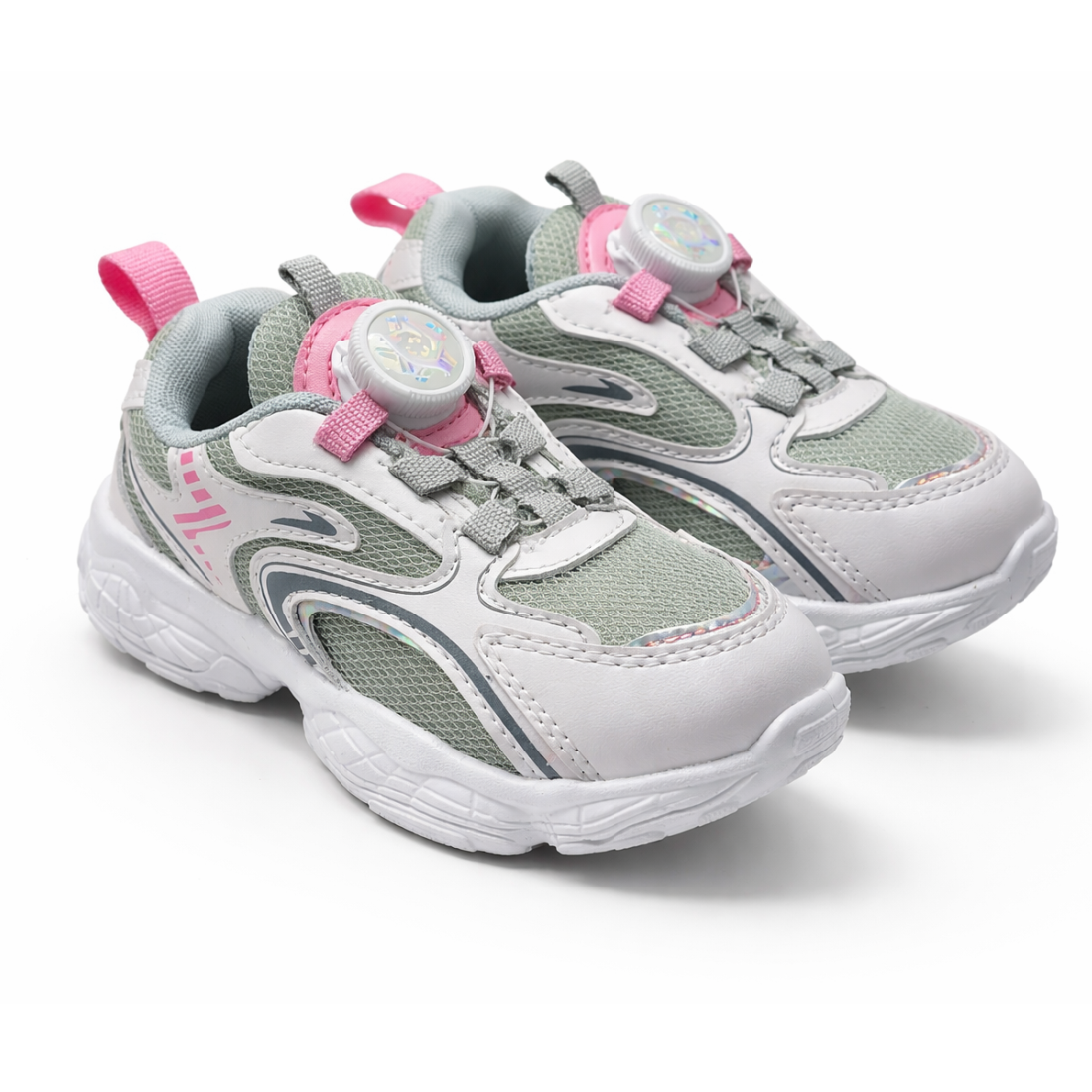 Myau Kids Sports Running Shoes with Rotary Dial Closure – Lightweight Breathable Sneakers for Girls