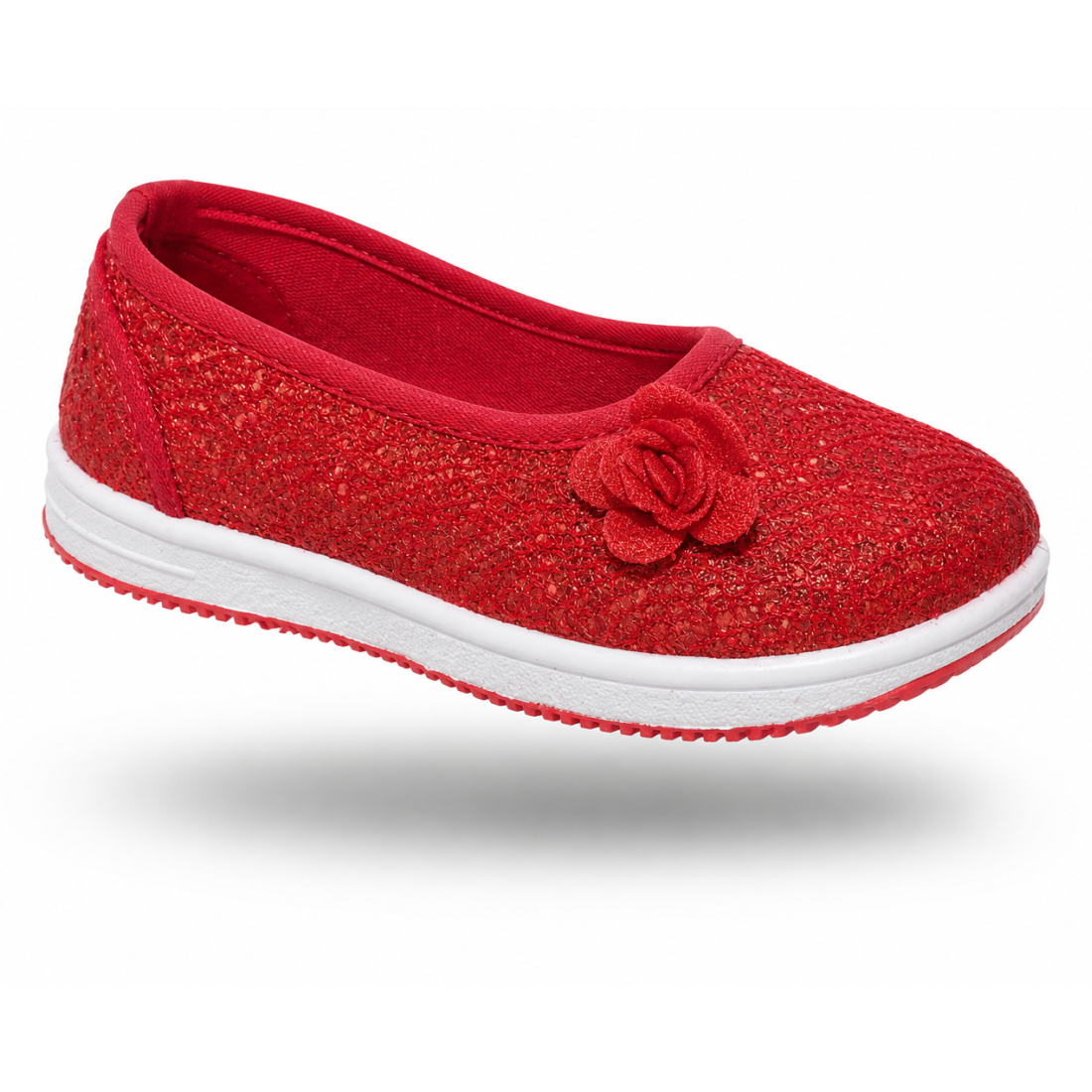 MYAU Girls Party Wear Ballet Flats | Glitter Slip-On Dress Shoes with Soft Cushion Insole | Lightweight Comfortable Casual Shoes for Kids (1.5 Years – 5 Years)