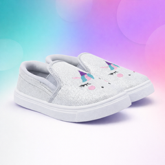 Myau Girls' Glitter Unicorn Slip-On Shoes,Casual Sneakers for 3-8 Years