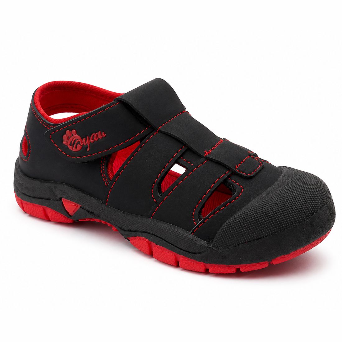 Myau Kids Sport Sandals for Boys & Girls | Lightweight Outdoor Walking Shoes | Breathable Cut-Out Design |  Hook & Loop Strap Casual Sneakers