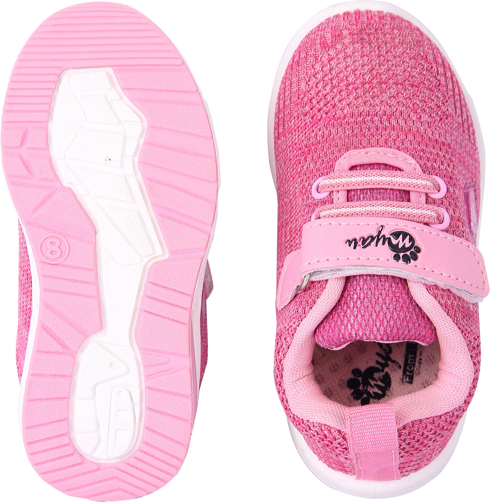 Myau Hook & Loop Running Shoes For Girls Pink