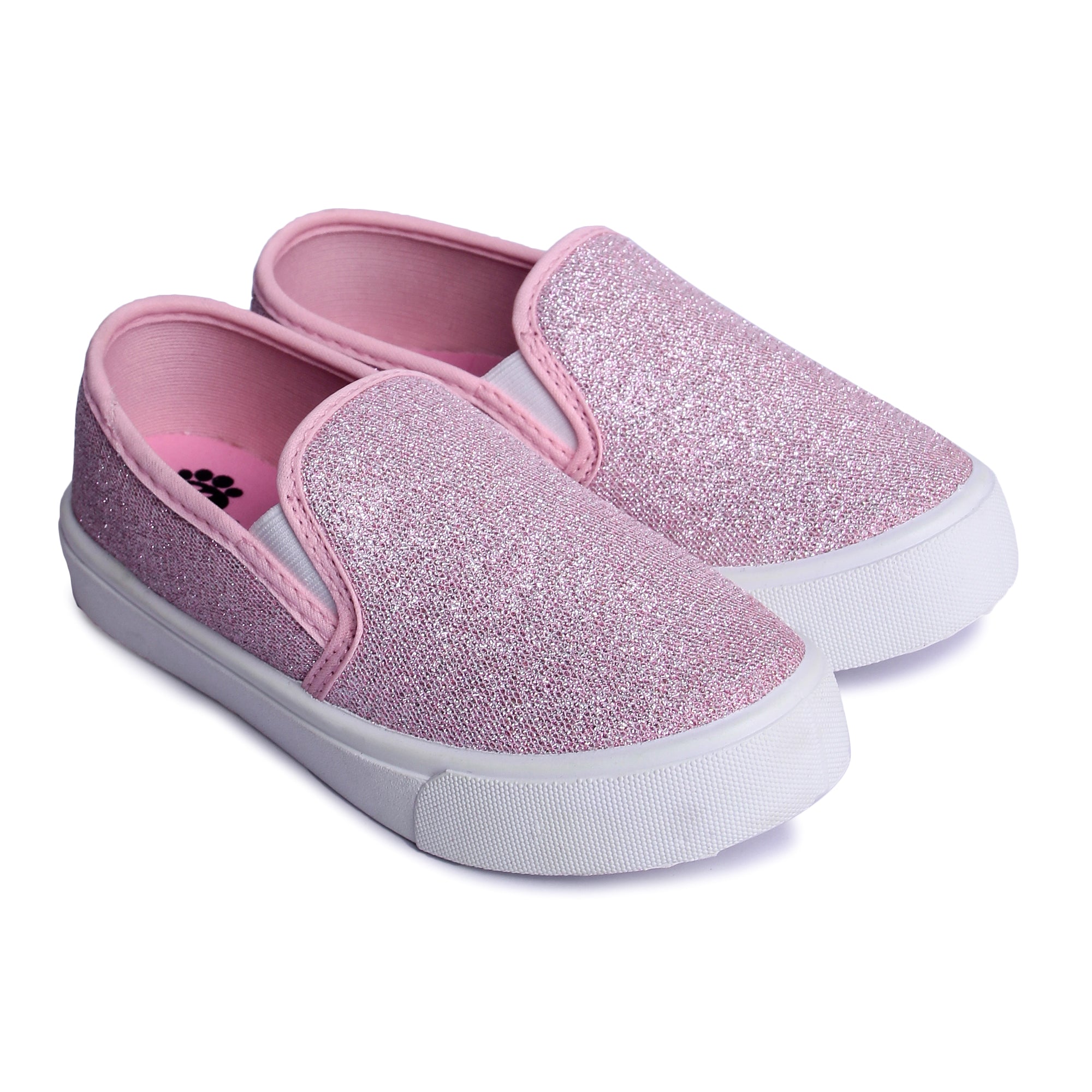 Myau Sparkling Comfortable Glittery Pink Slipons Shoes for Girls| Ideal for Regular Fashionable|Stylish|Easy to wear|Soft Lining|for Age 3.5 years to 9 Years