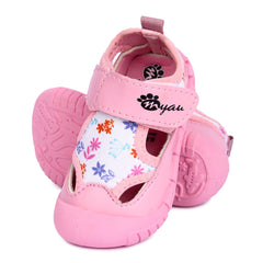 Myau Kity 03 Hook & Loop Shoes For Girls  (Pink)