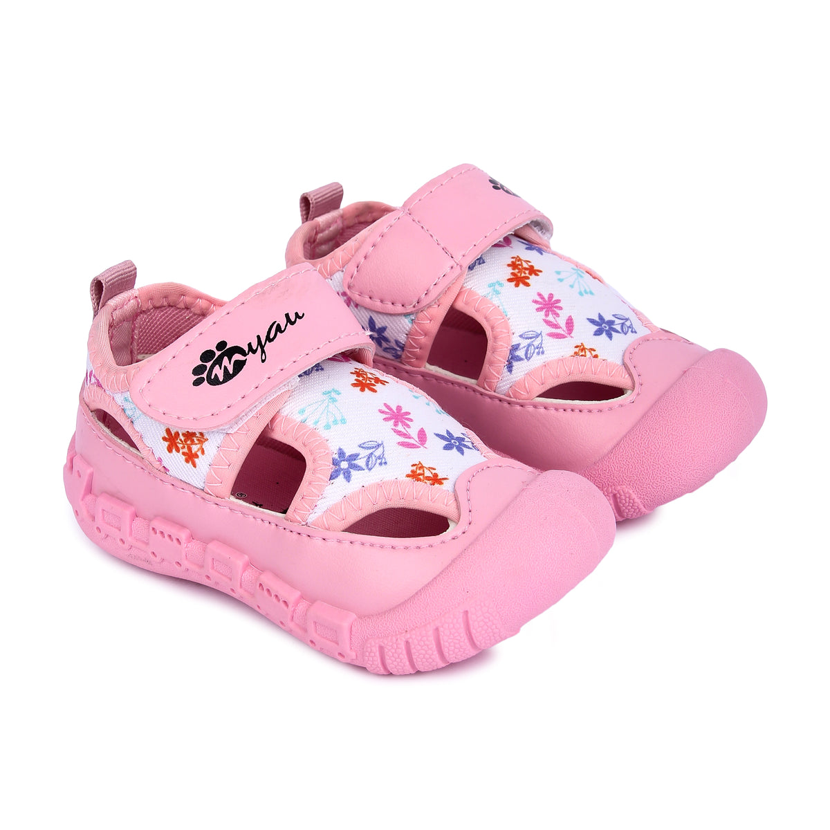 Myau Kity 03 Hook & Loop Shoes For Girls  (Pink)