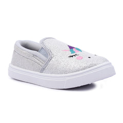 Myau Girls' Glitter Unicorn Slip-On Shoes,Casual Sneakers for 3-8 Years