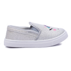 Myau Girls' Glitter Unicorn Slip-On Shoes,Casual Sneakers for 3-8 Years