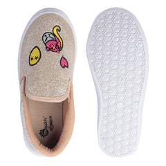 Myau Girls' Glitter Embroidery Design  Slip-On Shoes,Casual Sneakers for 3-8 Years