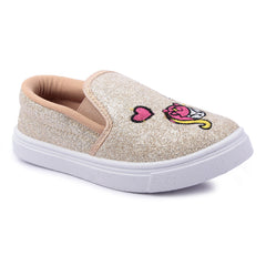 Myau Girls' Glitter Embroidery Design  Slip-On Shoes,Casual Sneakers for 3-8 Years