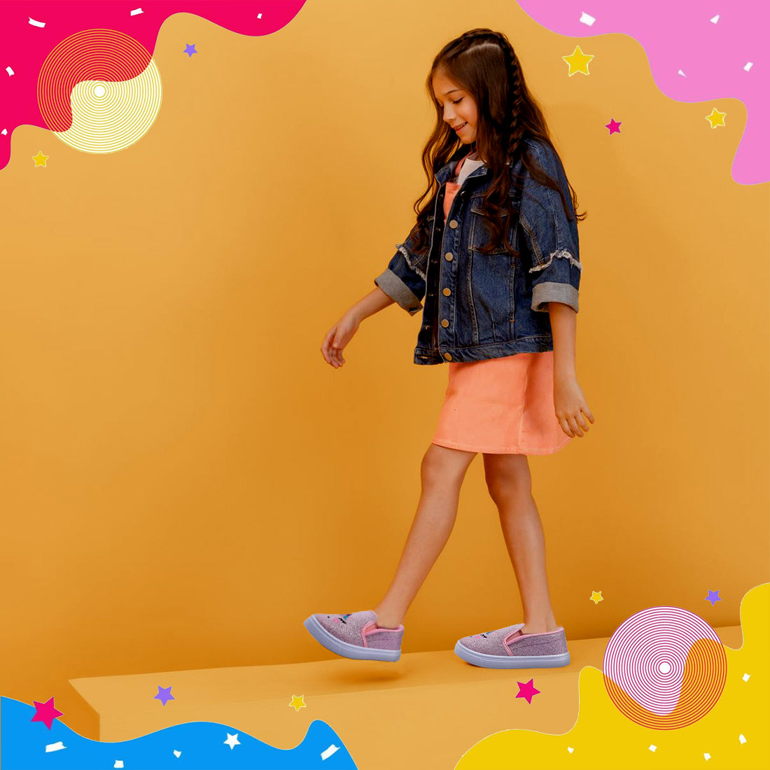 Myau Girls' Glitter Unicorn Slip-On Shoes,Casual Sneakers for 3-8 Years