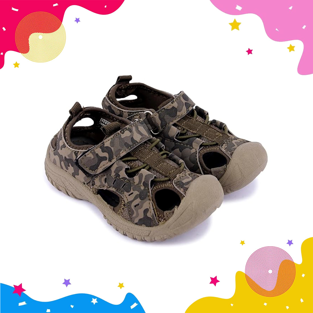Myau Scott Breathable Sandals for Comfort and Style For Boys & Girls (Green Cameo)
