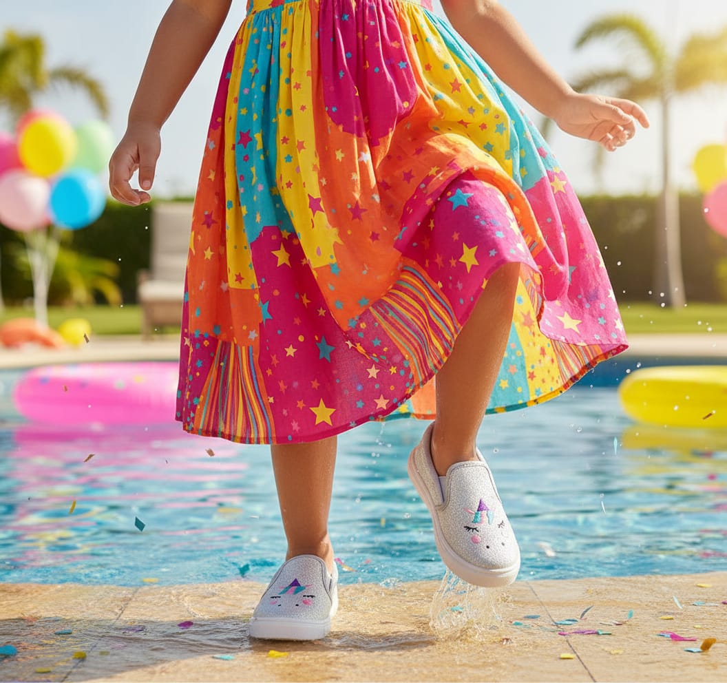 Myau Girls' Glitter Unicorn Slip-On Shoes,Casual Sneakers for 3-8 Years